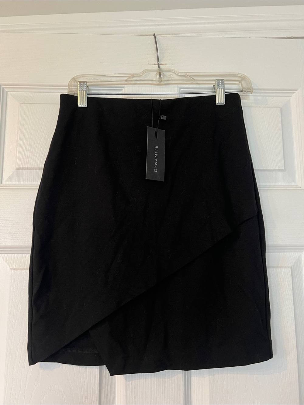 Dynamite Black Asymmetrical Wrap Mini Skirt